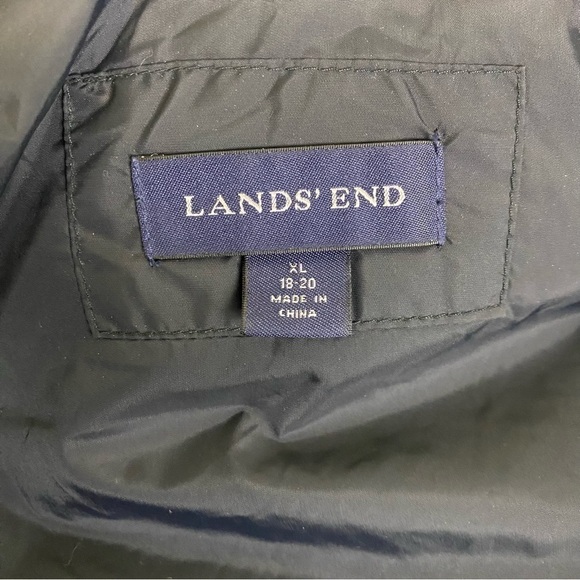 Lands End Black Down Filled Hooded Puffer Jacket Size XL 18/20 - Picture 4 of 5